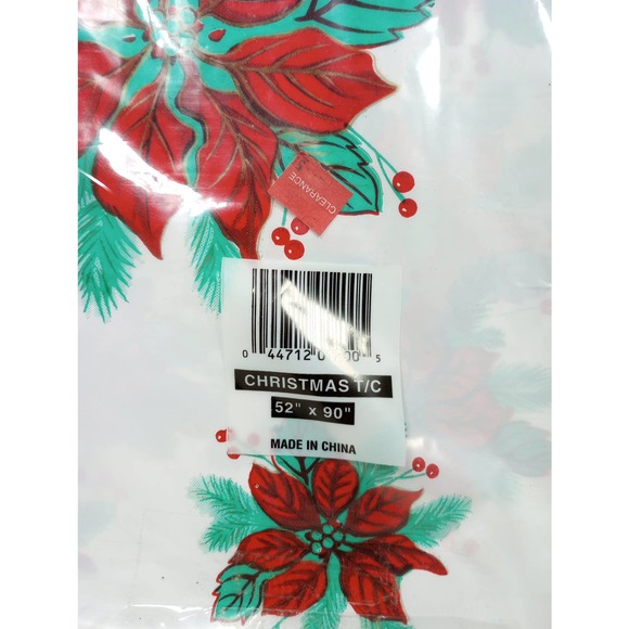 Vintage Christmas Tablecloth Poinsettia Better Home 52" x 90" Paper New (LB) - Picture 5 of 5